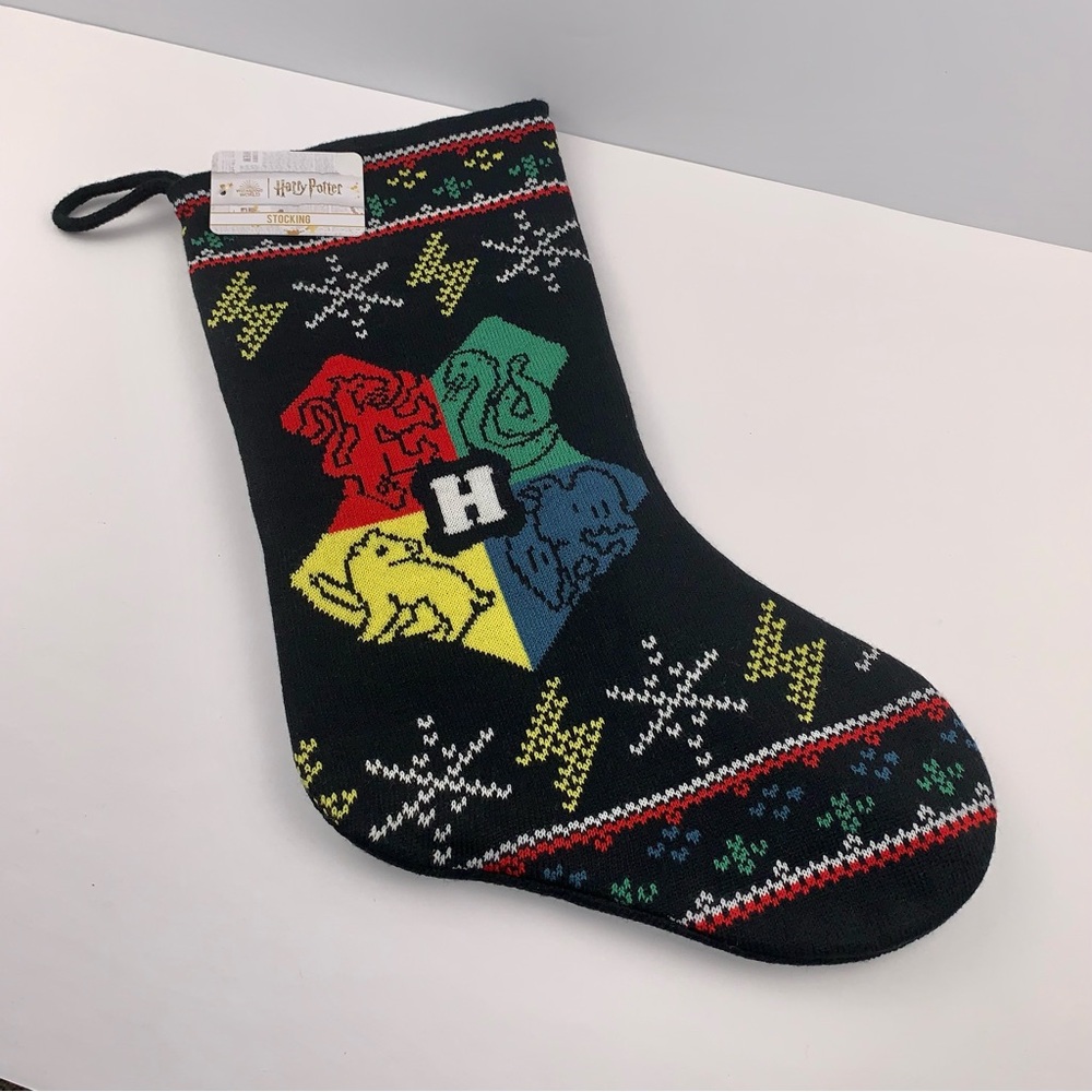 Harry Potter Hogwarts Crest Knit Christmas 18" Stocking Ugly Sweater By Ruz